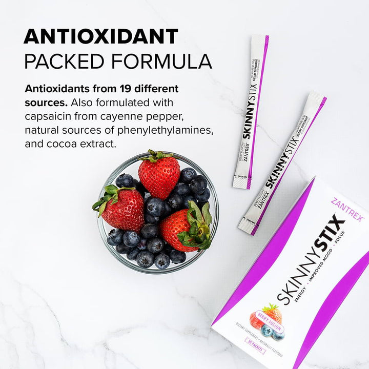 Zantrex sticks and box with fruit bowl